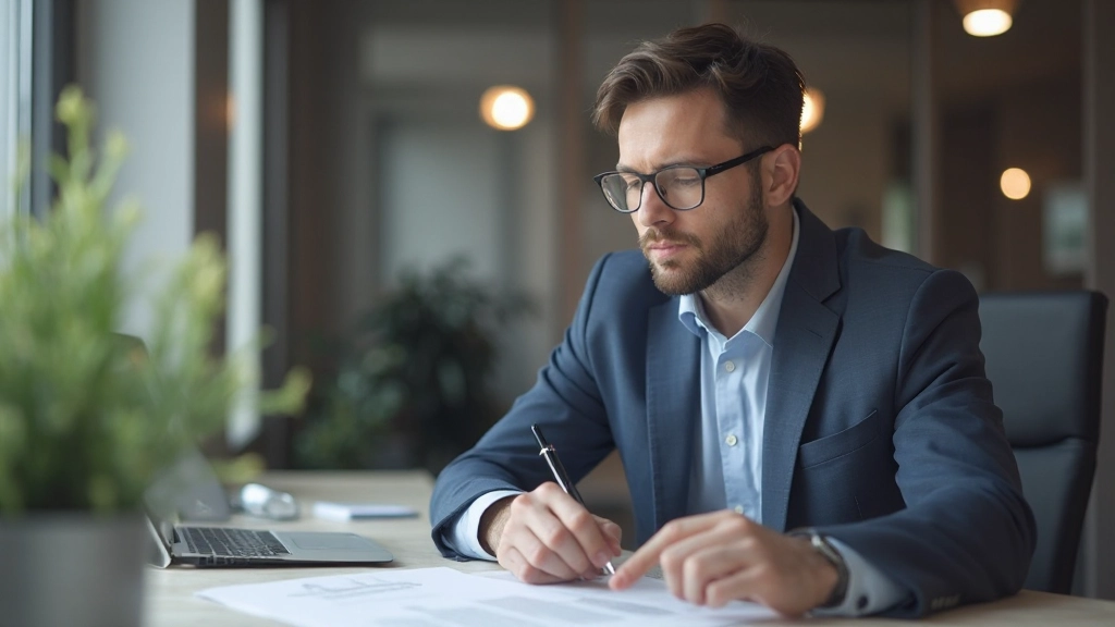 Профессиональное фото человека, пересматривающего кредитные документы и договоры на столе